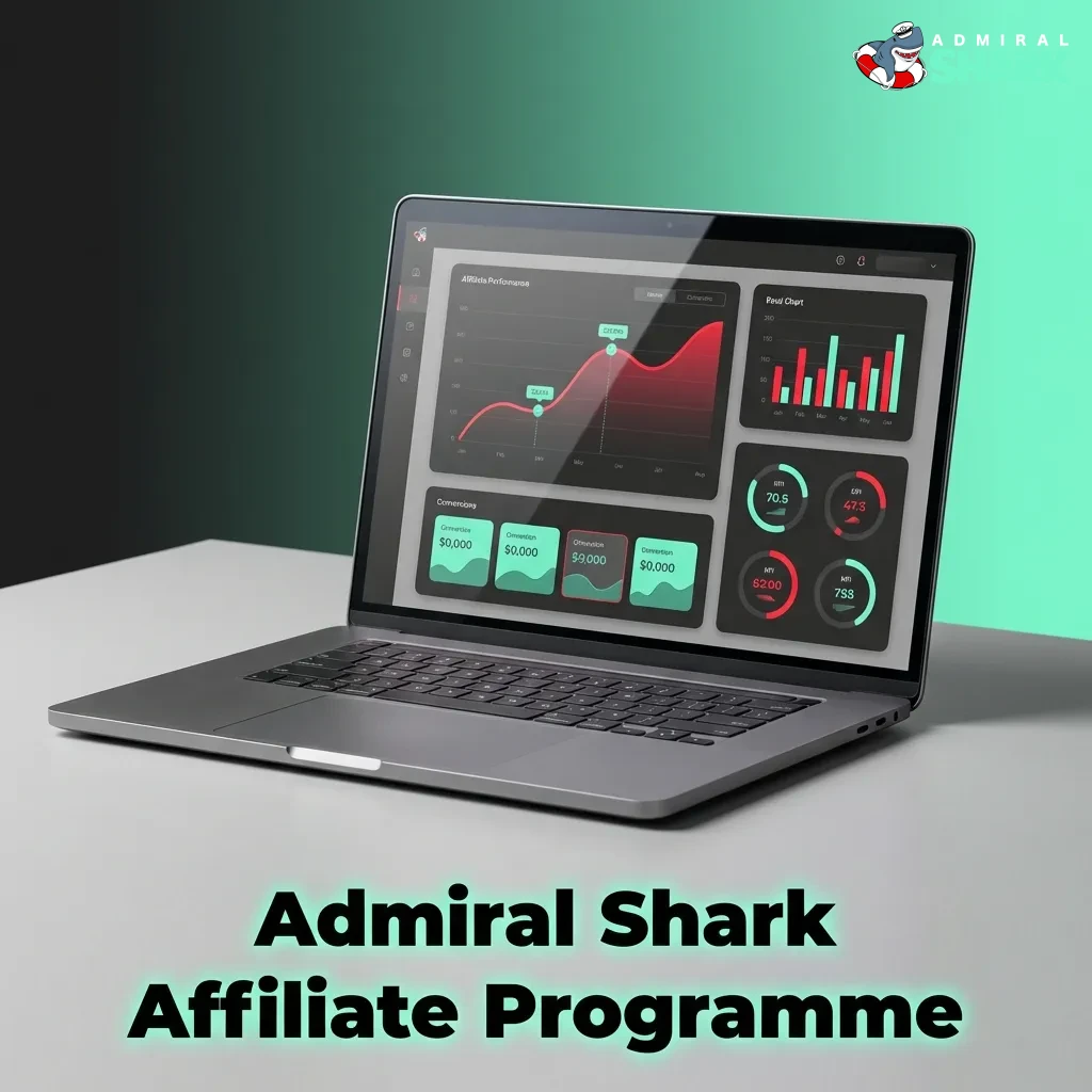 Admiral Shark affiliate program dashboard showing revenue share commissions and real-time performance tracking