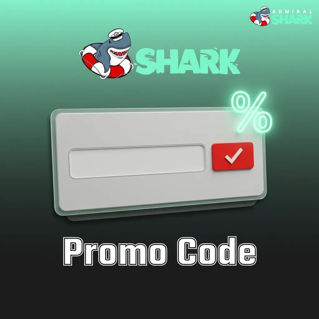 Table showing Admiral Shark promo codes with bonus types, amounts, and minimum deposit requirements for UK players.