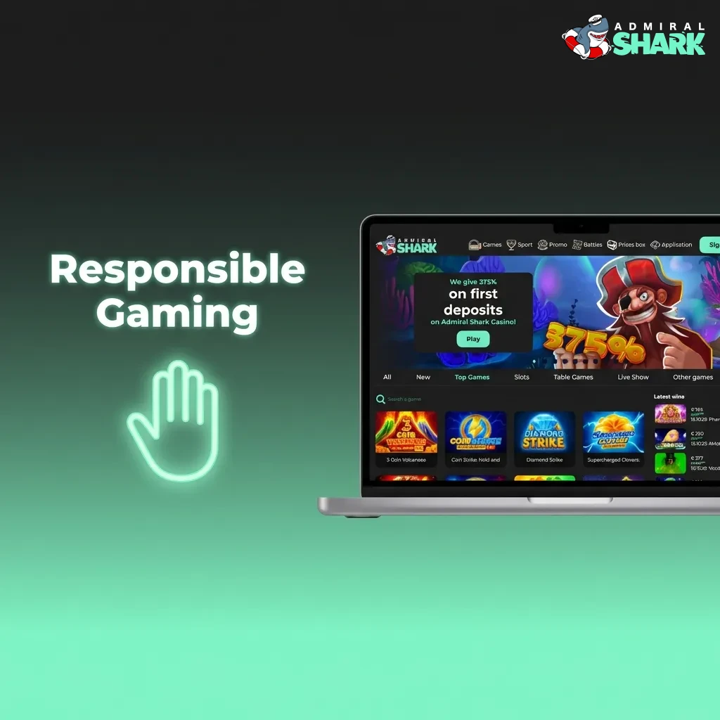 Admiral Shark responsible gaming tools including deposit limits, self-exclusion, and support from GamCare and BeGambleAware