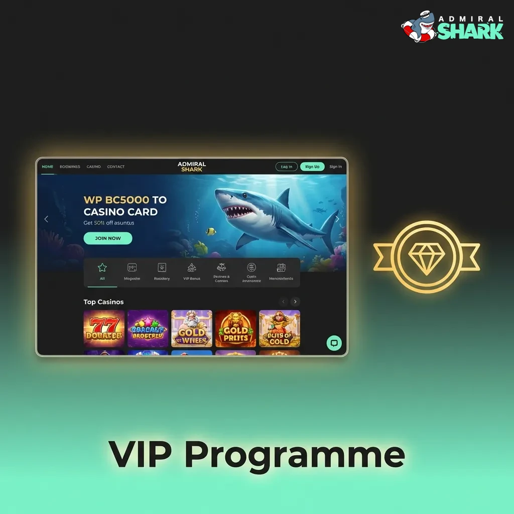 Admiral Shark VIP programme tiers from Bronze to Diamond with exclusive rewards and benefits for loyal players