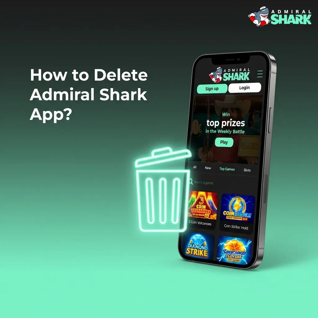 Screenshot showing how to uninstall Admiral Shark app on Android and iOS devices