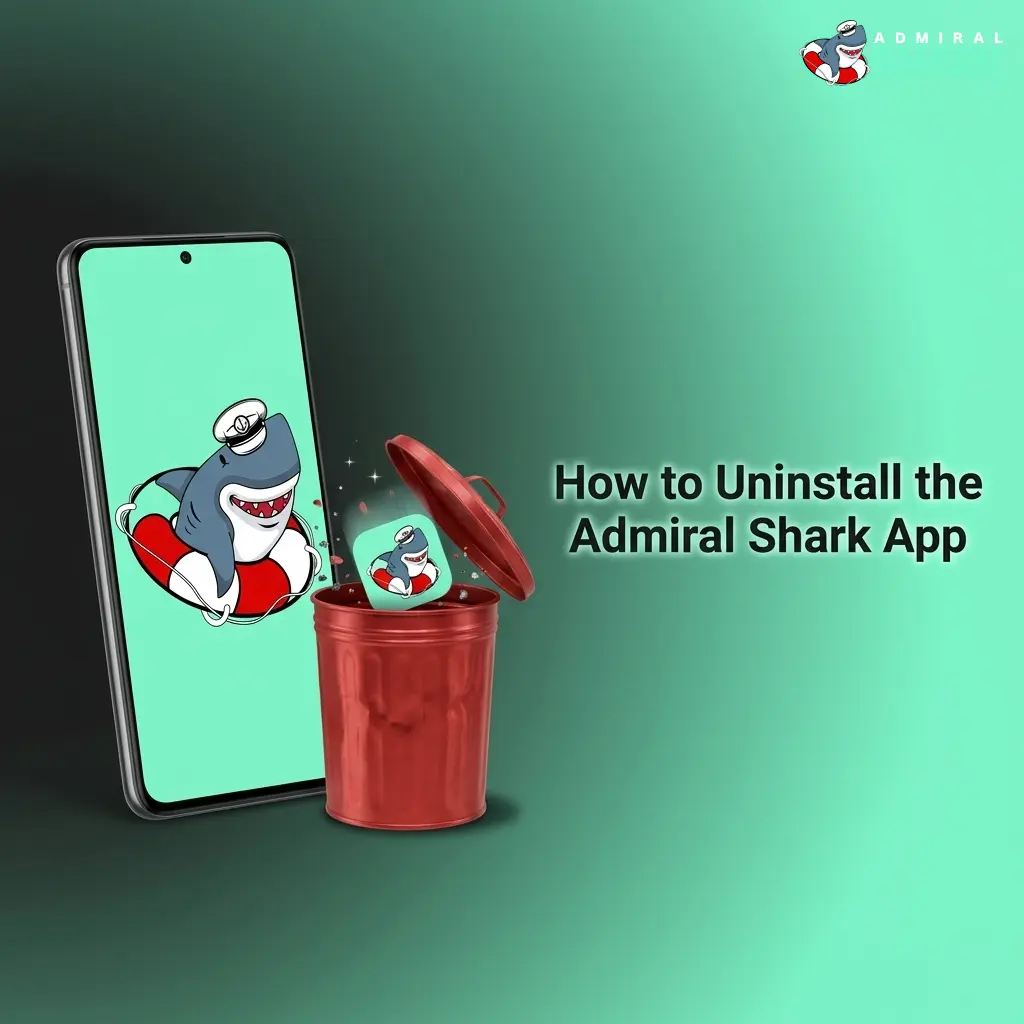 Steps to uninstall the Admiral Shark app on Android and iOS devices, including APK removal and PWA deletion methods